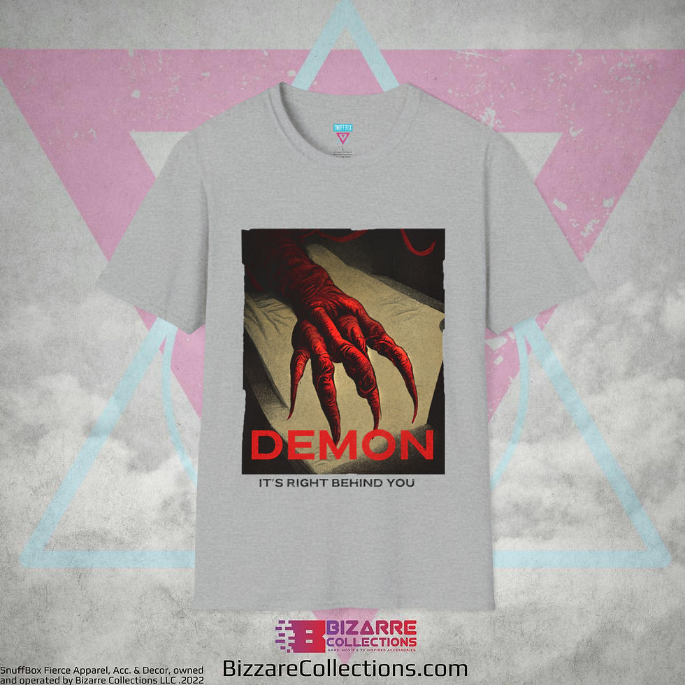 'Demon Its Right Behind You' by Snuffbox Unisex Softstyle T-Shirt