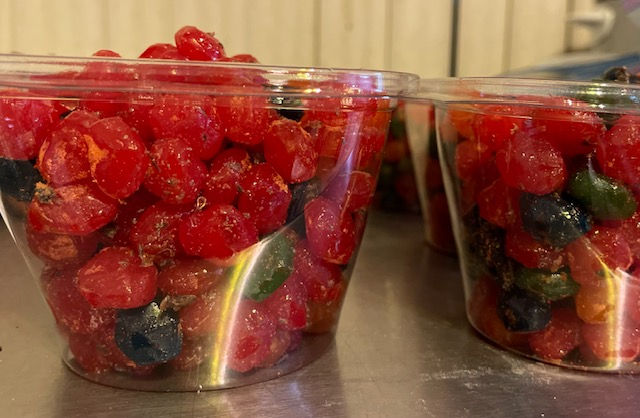 Thumbnail: Close-up of berries in clear plastic cups, Snacks Galore Hawaii.