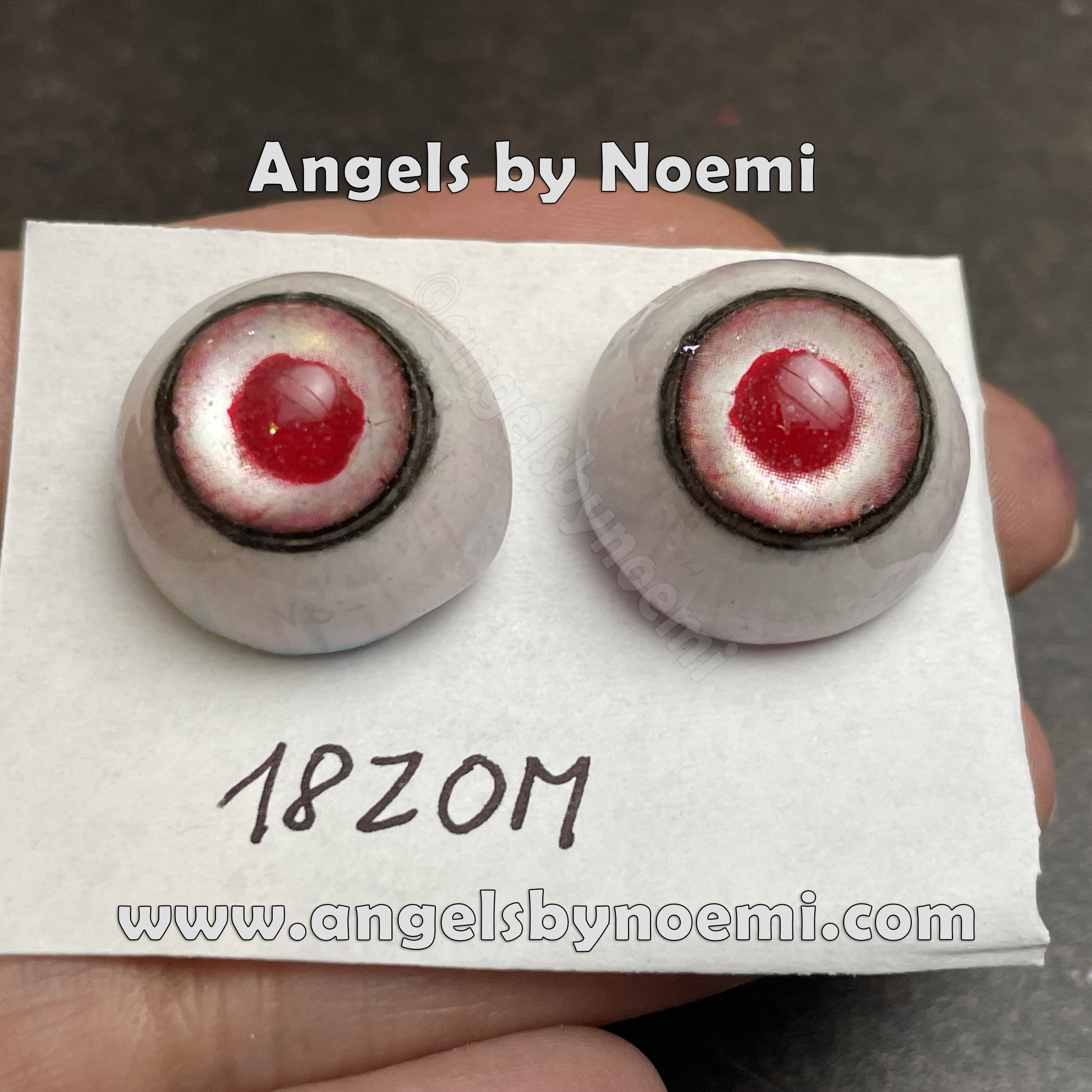 FX Lifelike -Resin Eyes ZOMBIE RED - 18MM - 18ZOM - Acrylic Hand Made