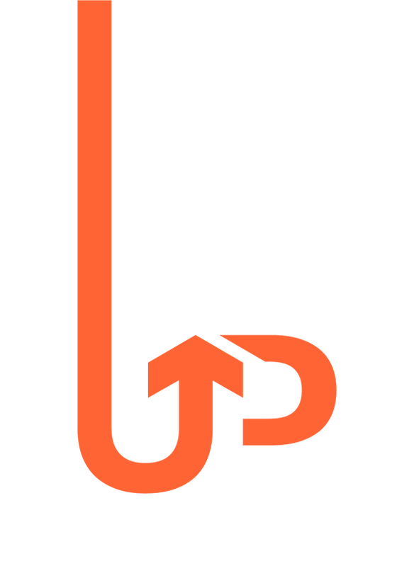 Logo da Up2Sales, consultoria de inteligência e vendas. O símbolo é um 'U' estilizado na cor laranja.