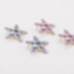 Starfish earrings detailed with floral patterns, four pairs on white background, 9to5Jewels.