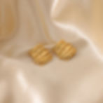 Golden textured square Leafy Earrings on a silky cream background, 9to5Jewels