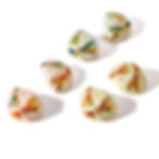 Six decorative egg-shaped ornaments with dragonfly designs on white background.