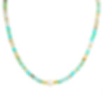 Turquoise beaded necklace with a pearl pendant on white background 9to5Jewels