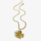 Golden flower pendant necklace on white. This elegant design from 9to5Jewels.
