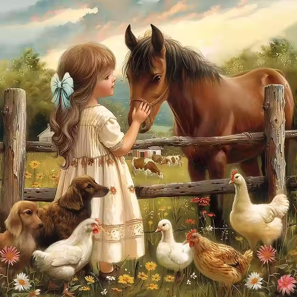 Thumbnail: Meisje & boerderijdieren