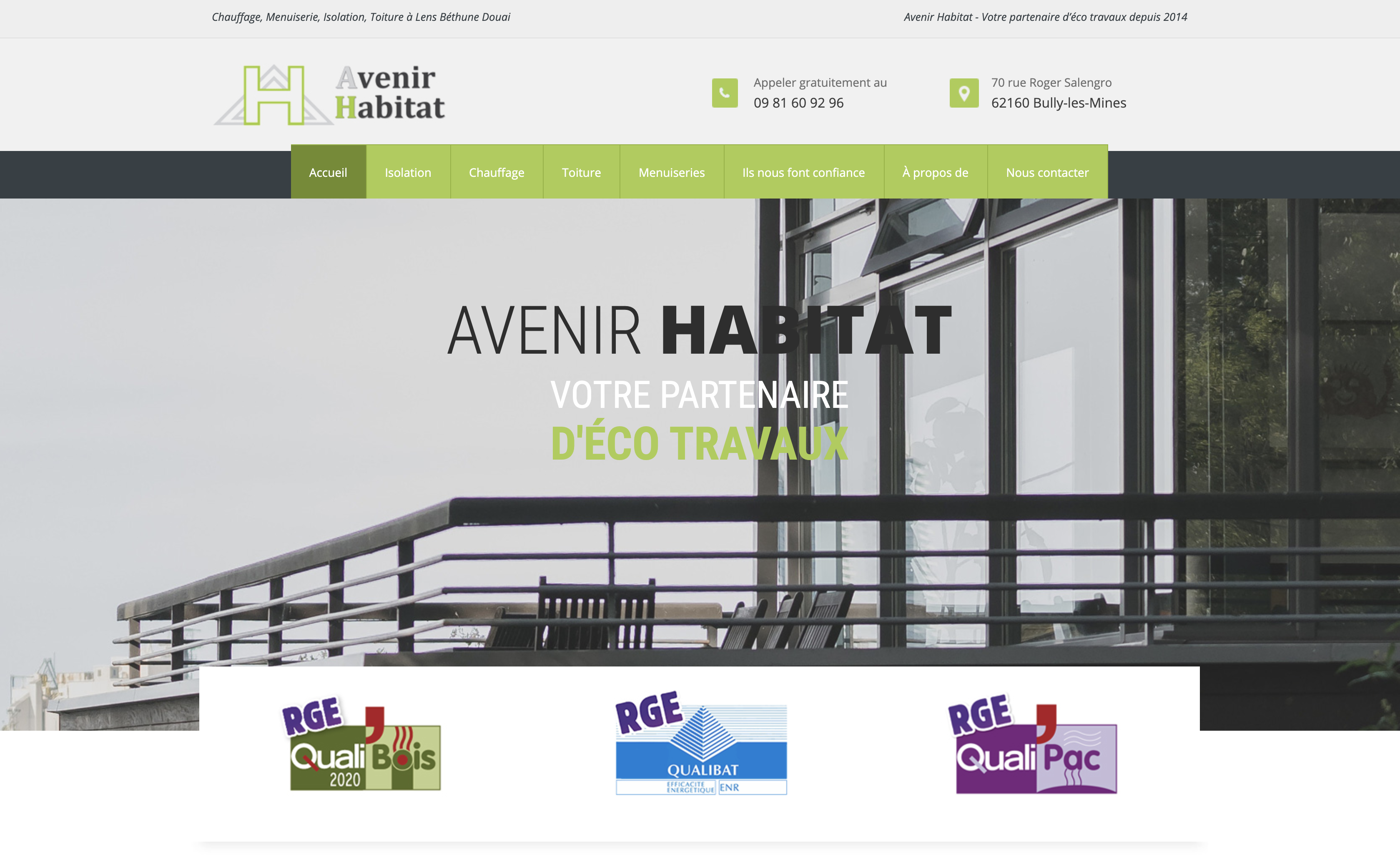 Création site responsive web design Avenir Habitat