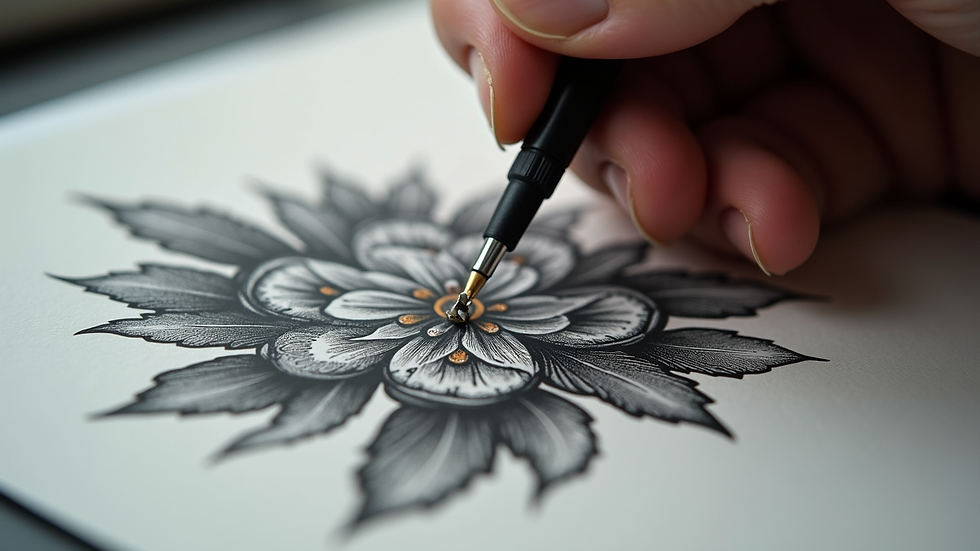 Close-up view of a custom tattoo design on paper