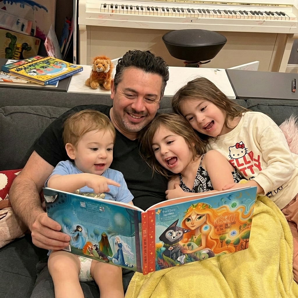 AI Photo - Cesar and kids reading the book.png