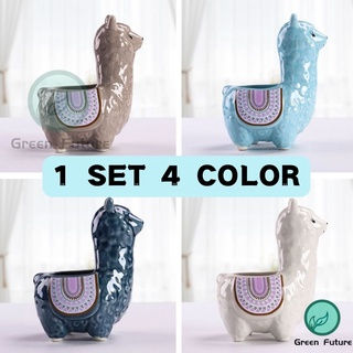 Thumbnail: 羊驼花盆 Alpaca Small Animal Ornaments Rectangular Succulent Flower Pot Ceramic