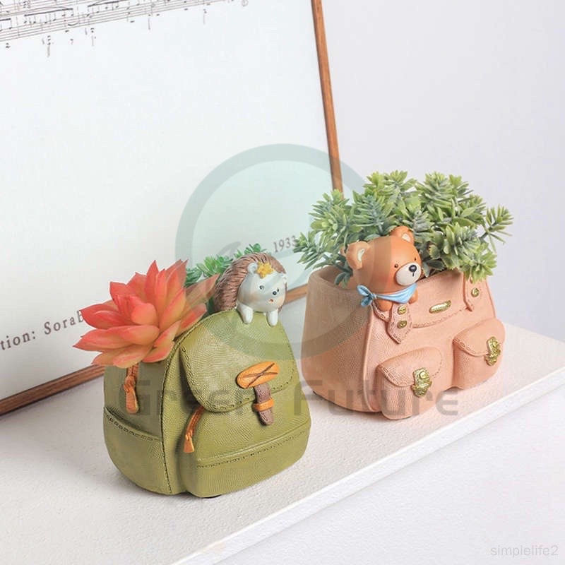 Thumbnail: 学童背包记 Succulent Pot Ceramic Pot  Zakka Minimalism Planter Pasu Seramik