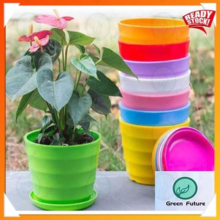 Thick Resin Plastic Flower Color Round Pot With Saucer Pot 树脂多肉盆