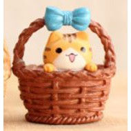 Thumbnail: 竹篮小猫咪盆栽摆件 Bamboo basket kitty potted plant decoration