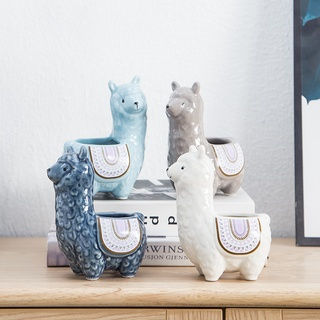 Thumbnail: 羊驼花盆 Alpaca Small Animal Ornaments Rectangular Succulent Flower Pot Ceramic