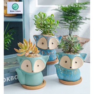 Thumbnail: 狐狸花盆 Creative Cartoon Ceramic Flower Pot Small Fox Succulent Plant Pot