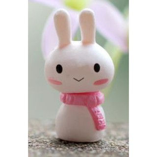 Thumbnail: 围巾小白小黑兔情侣盆栽摆件 Scarf White and Black rabbit couple potted decoration