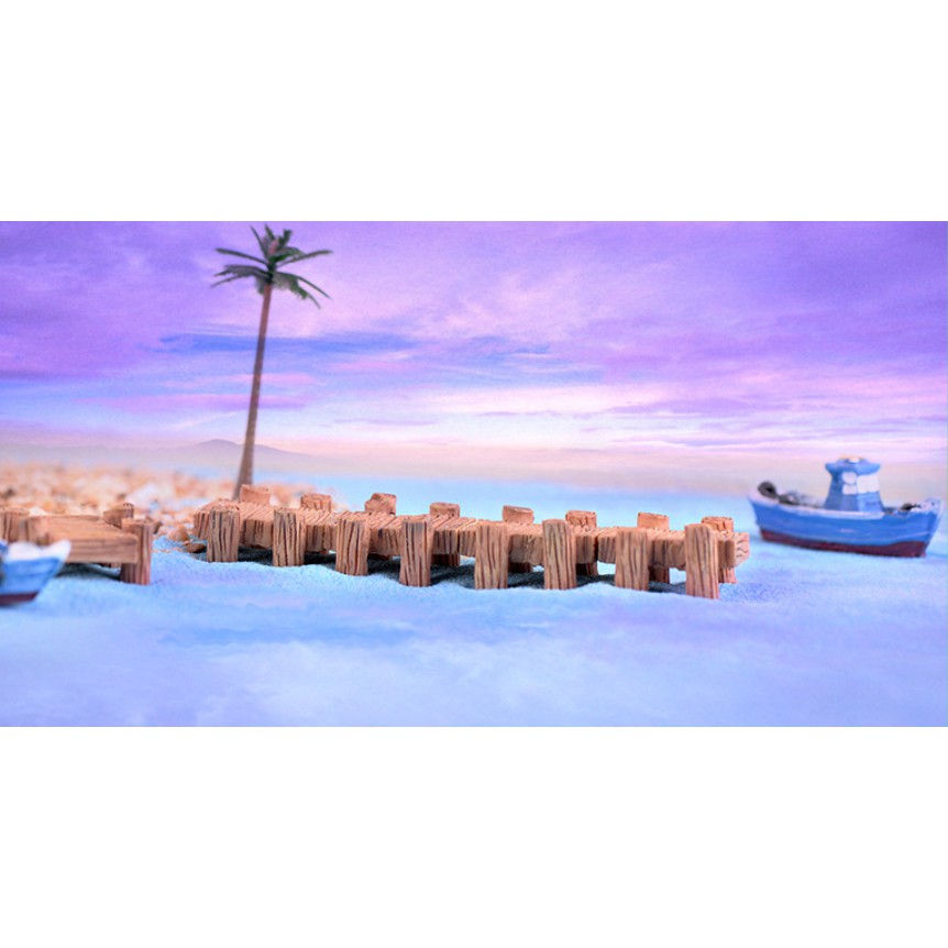 Thumbnail: 木走廊码头盆栽摆件 Wooden walkway quay potted plant decoration