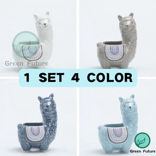 Thumbnail: 羊驼花盆 Alpaca Small Animal Ornaments Rectangular Succulent Flower Pot Ceramic
