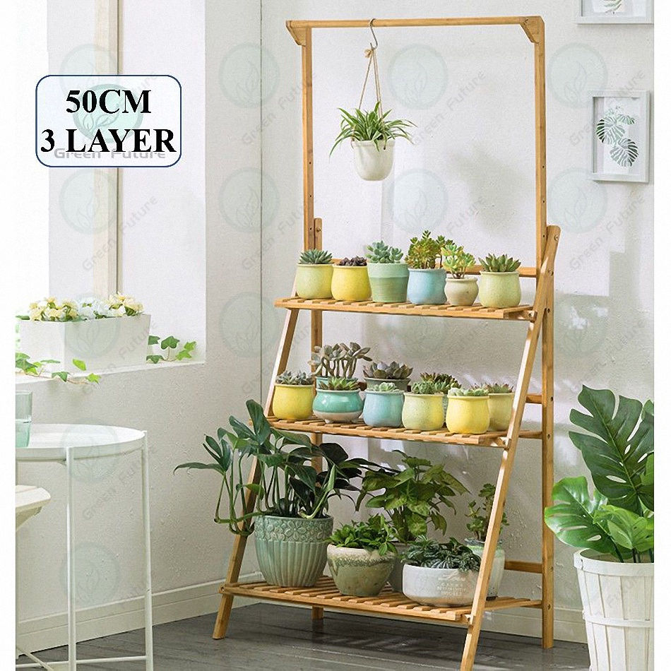 Thumbnail: Flower Rack Potted Plant Stand Shelve Garden Balcony Outdoor Display  竹子花架