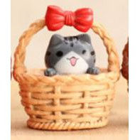Thumbnail: 竹篮小猫咪盆栽摆件 Bamboo basket kitty potted plant decoration