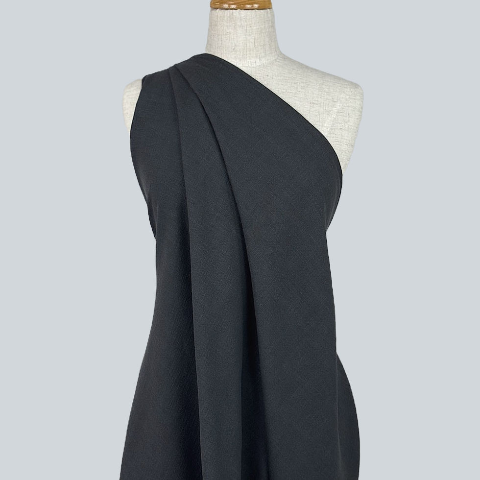 Luxurious 250gsm stone wash linen fabric in Black, ideal for pants and jackets