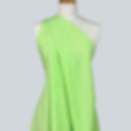 Fiji LIME Cotton Voile fabric draped on a dress form.