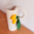 Vase tube sculpture Citrons et feuilles vue de dessus