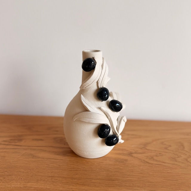 Miniature : Vase Soliflore goutte Sculpture Olives noires