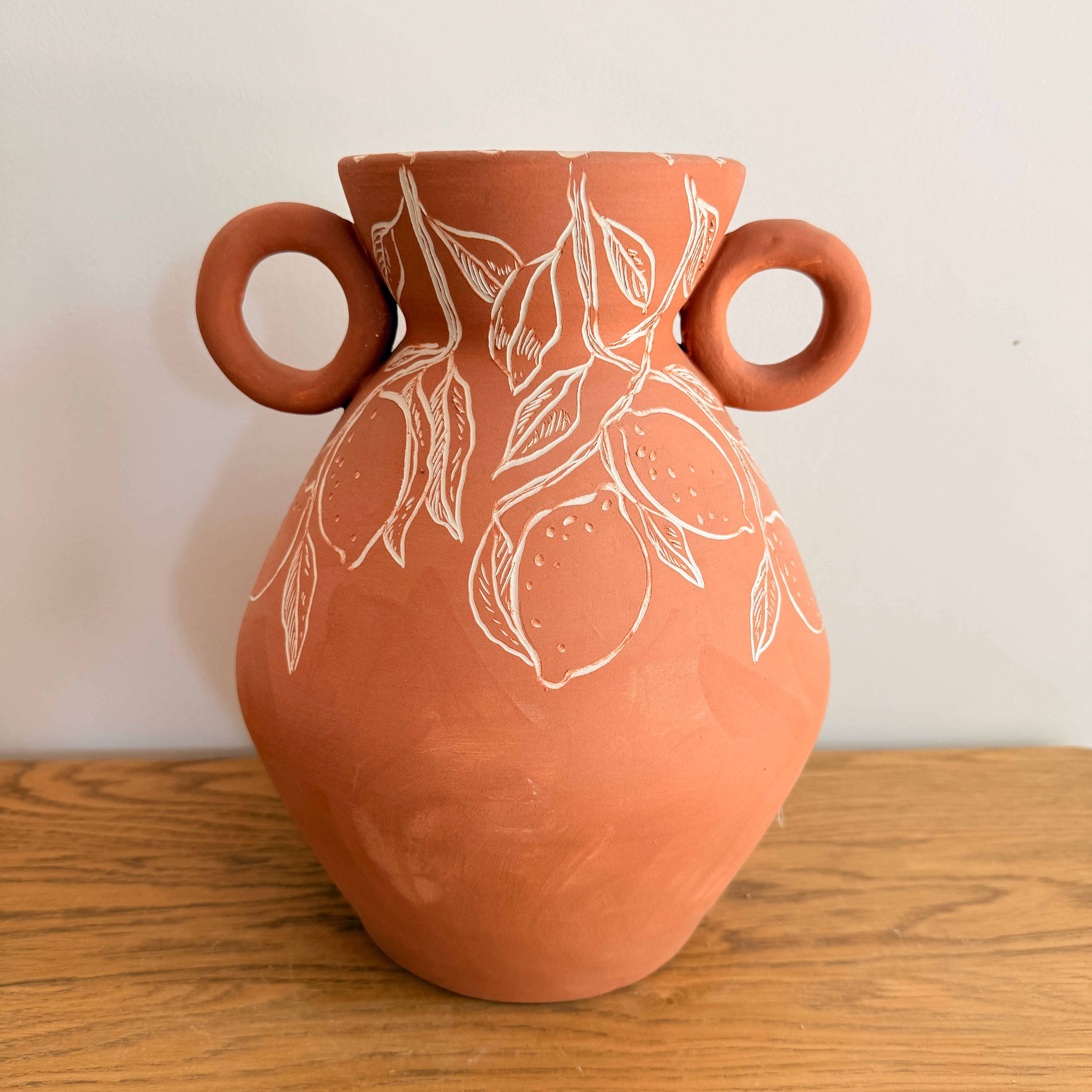 Vase tarracotta décors citrons