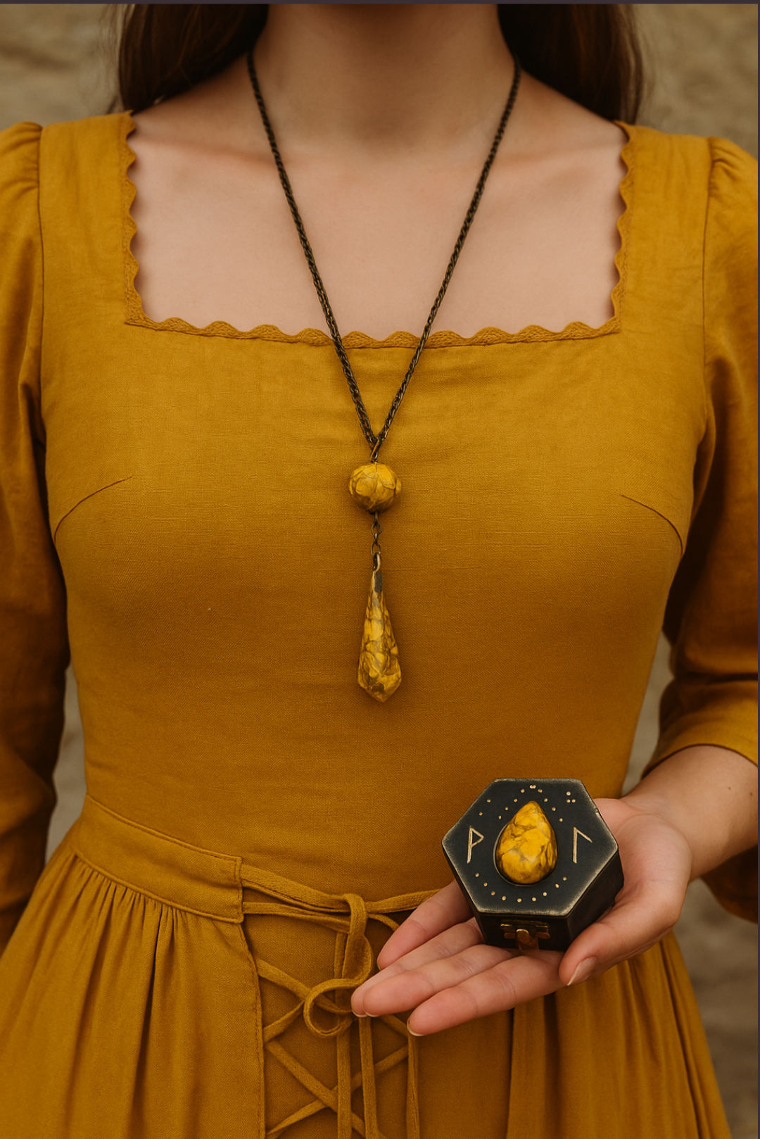 Colliers-Pendules Fleuris en Coffret Runes