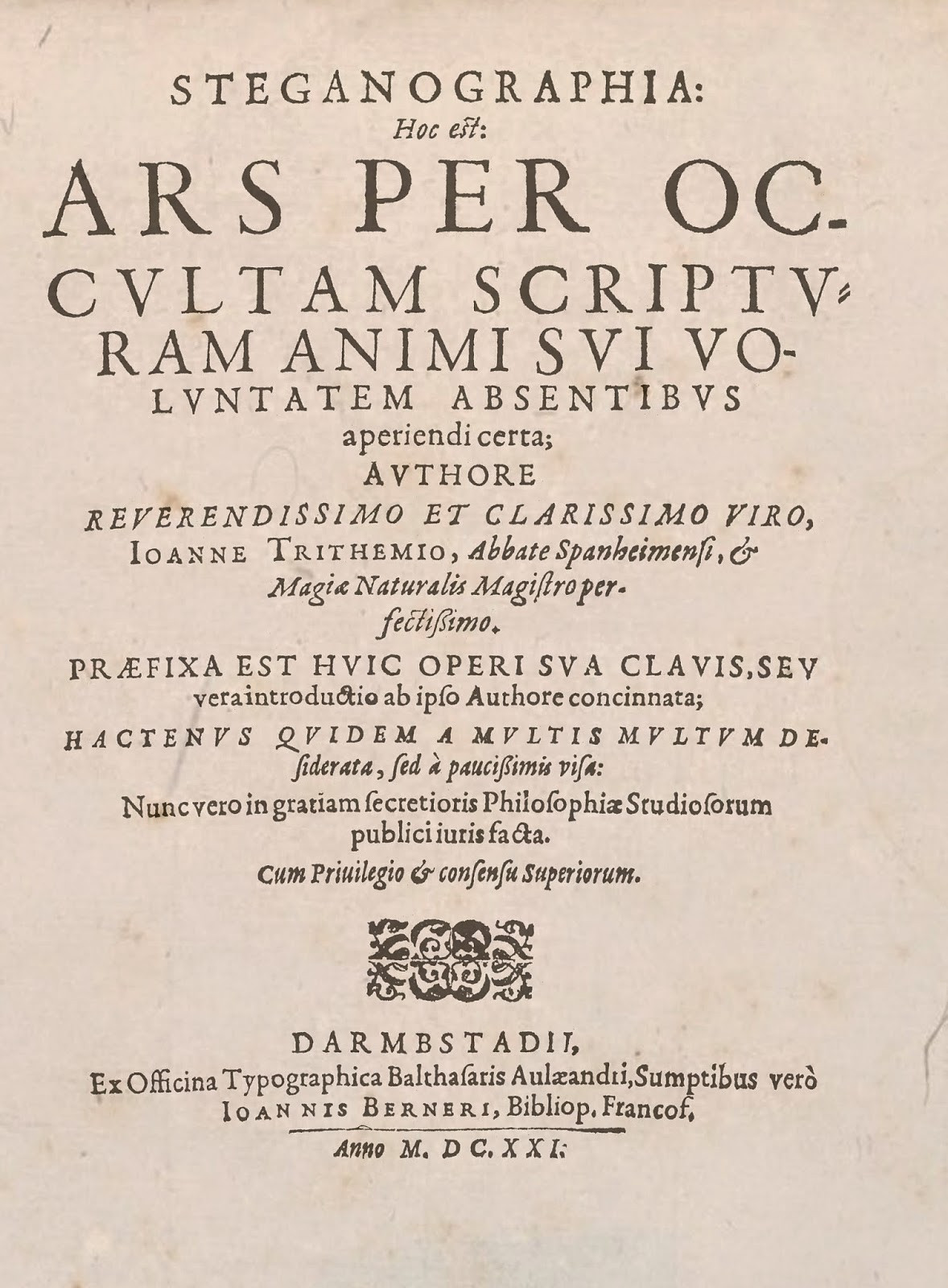 "Steganographia" Johannes Trithemius