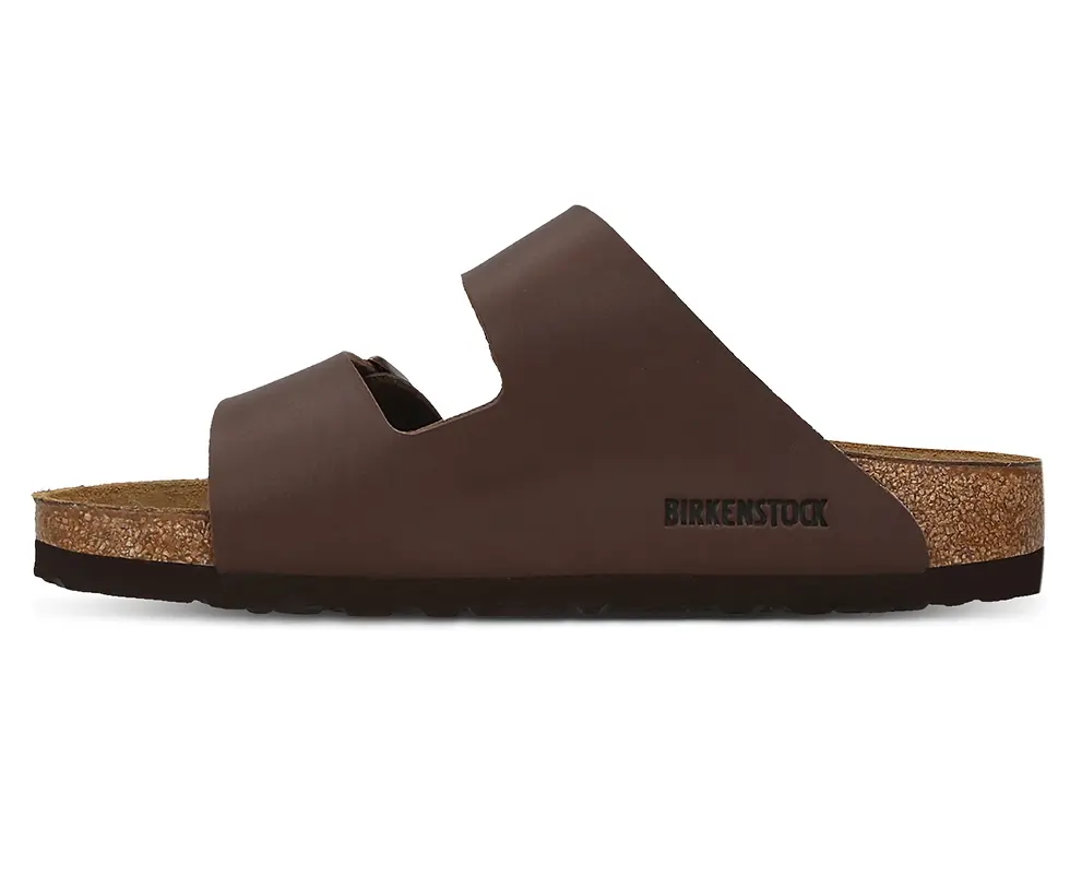 Thumbnail: Arizona Soft Footbed Brown Birko Flor with Rose Gold Buckle Birkenstocks