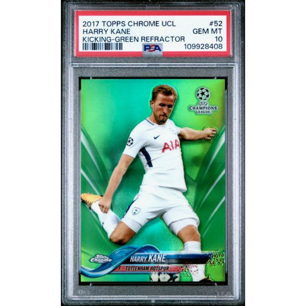 2017 Topps Chrome UCL #52 Harry Kane Kicking Green /99 PSA 10