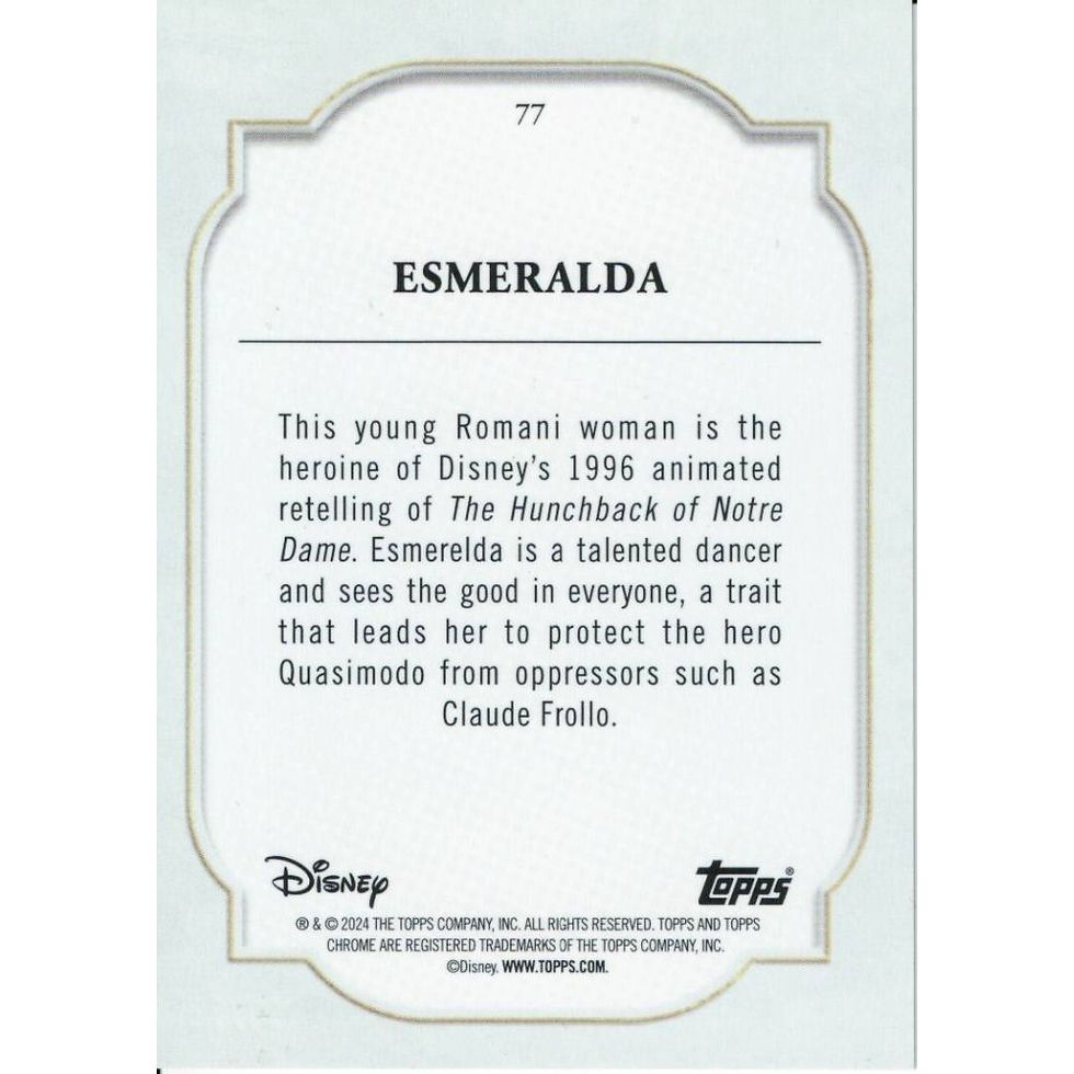 Thumbnail: 2024 Topps Disney Chrome #77 Esmeralda Red & Black /28