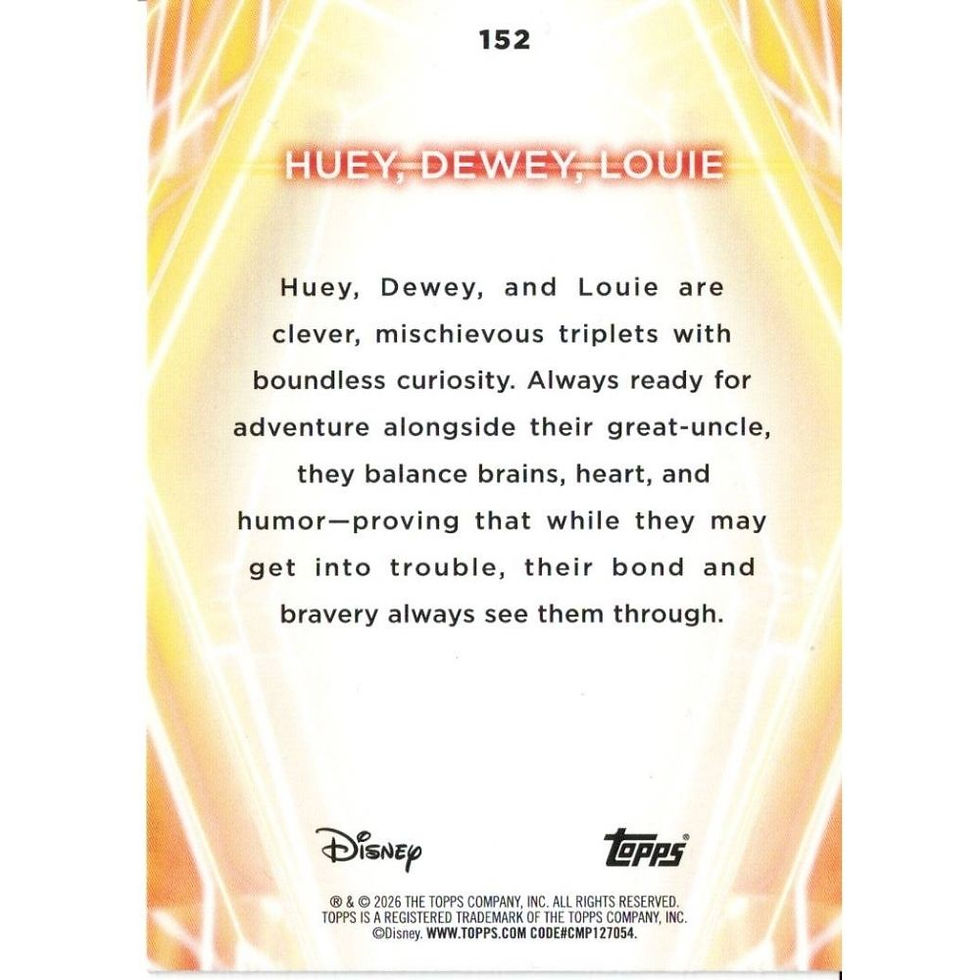 Thumbnail: 2026 Topps Dinsey Neon #152 Huey, Dewey, Louie Foilfractor 1 of 1 - Gold Cup Cards - Disney Trading Cards