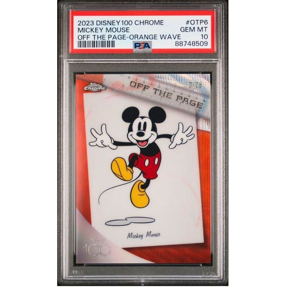2023 Topps Disney 100 Chrome #OTP6 Mickey Mouse Off The Page Orange /25 PSA 10 - Gold Cup Cards - Disney Cards