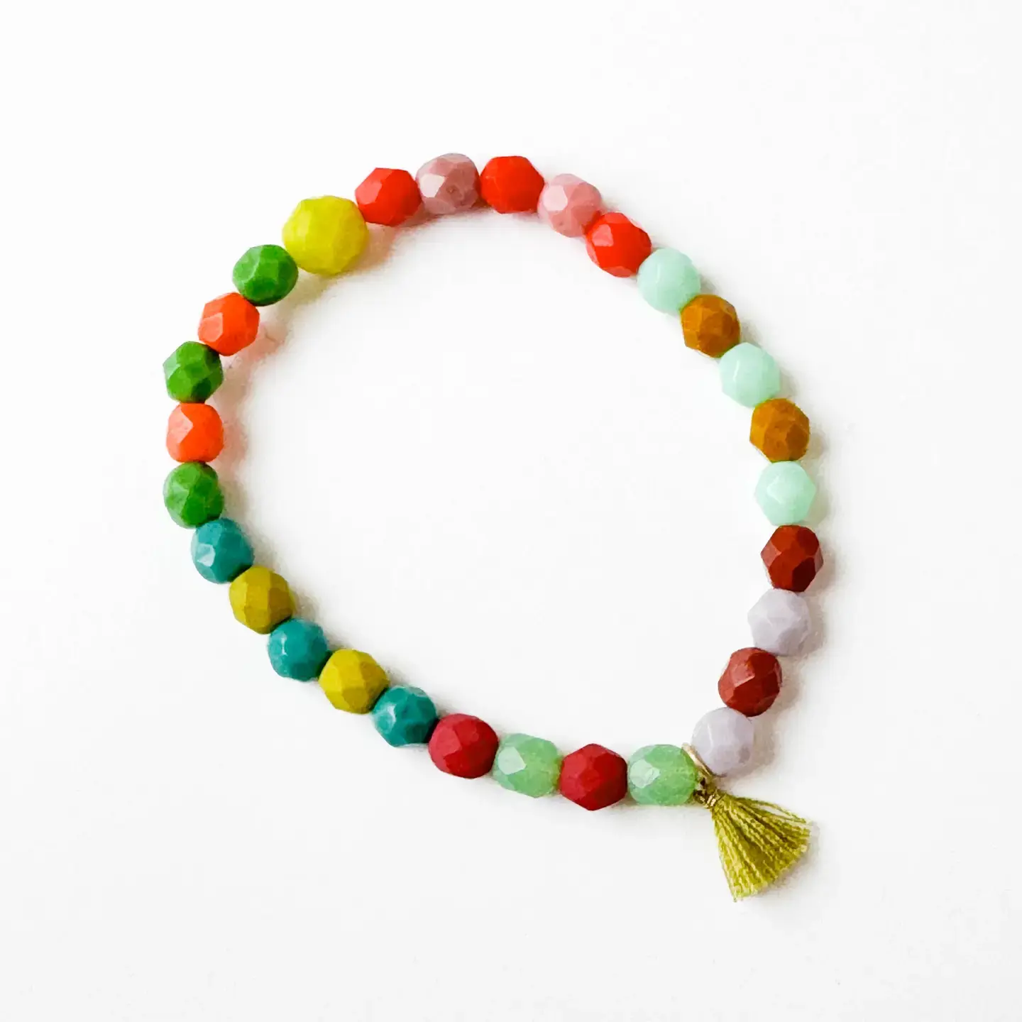 Colorful Stretchy Beaded Bracelets with Tiny Tassel-MINT