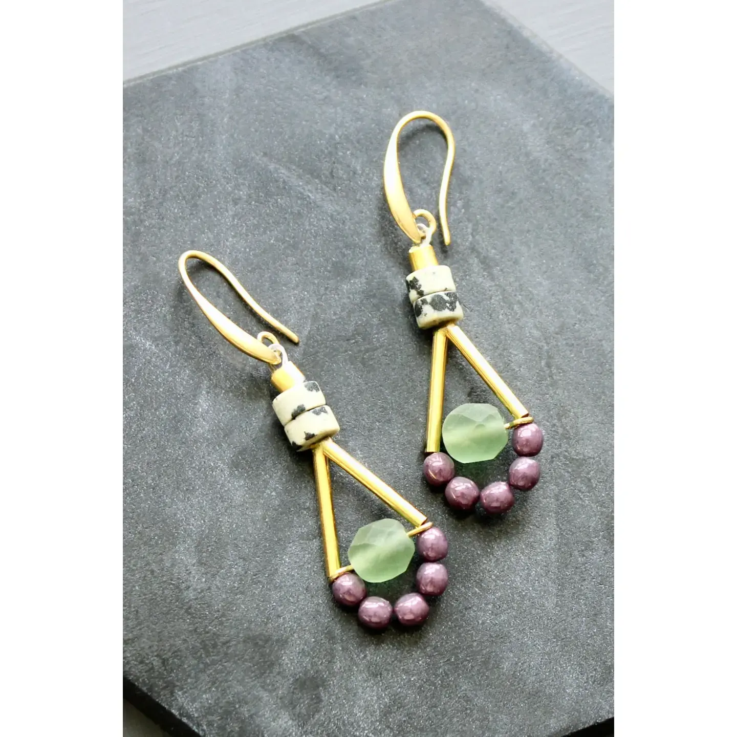 Mini Purple and Green Earrings
