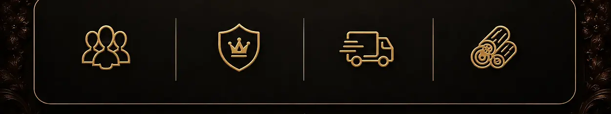 Trust Badges Highlighting Happy Customers, Years of Craftsmanship, Pan India Delivery and Premium Solid Wood Furniture by Star Furniture Saharanpur