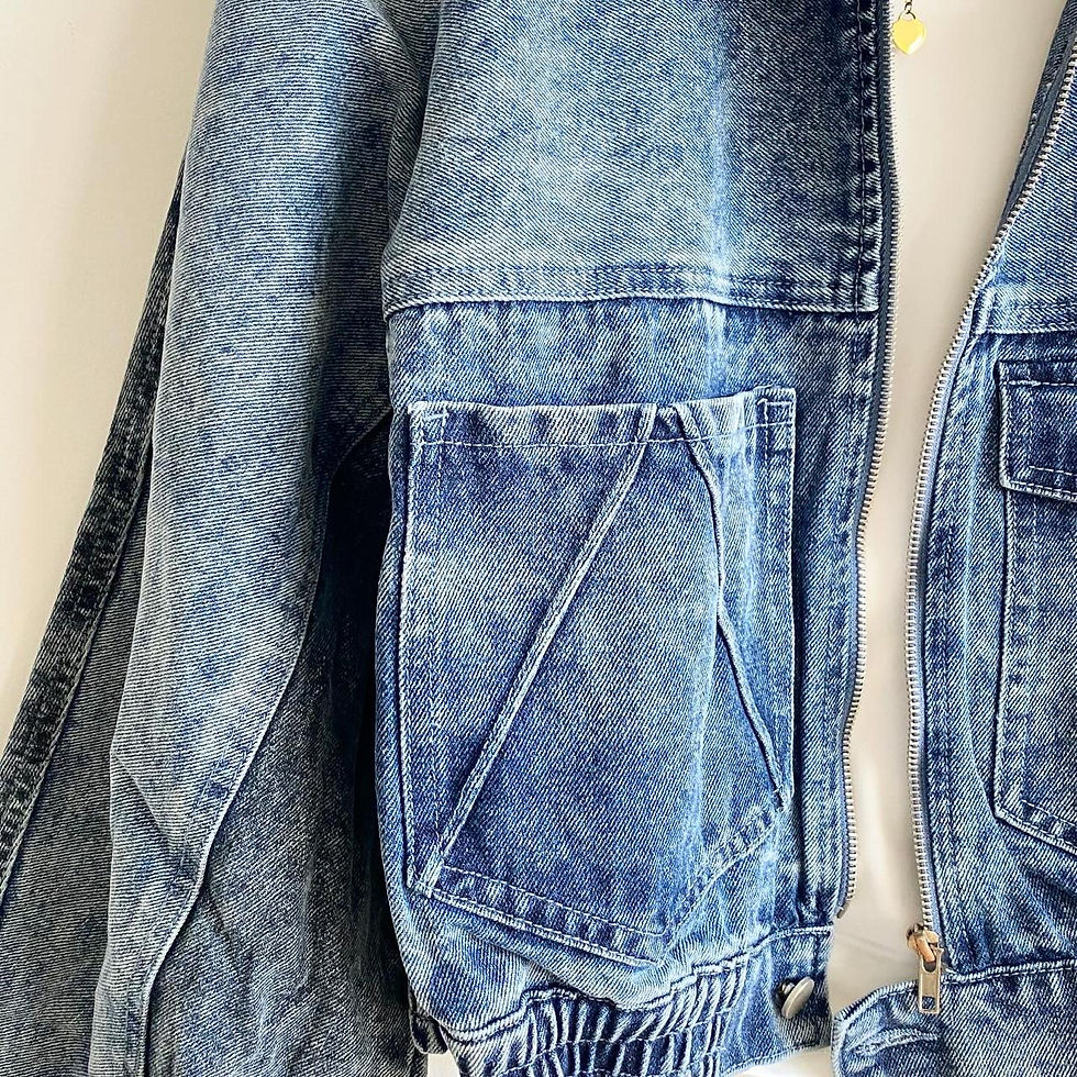 Miniatura: Chaqueta denim azul con bolsillos