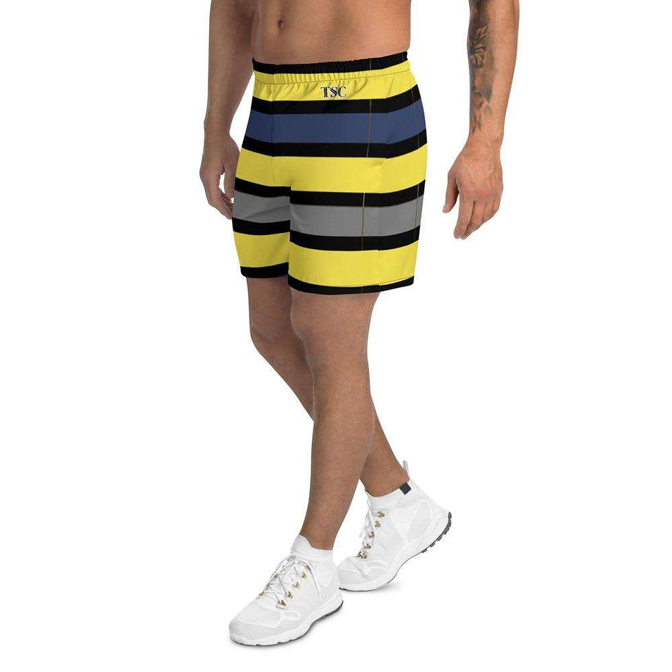Miniatura: Men's Tropical Dark Blues/Yellow Long Shorts