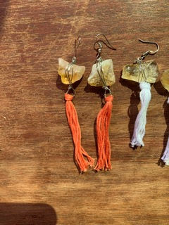 Thumbnail: Wire Wrap Crystal Boho/Rustic Macrame Earrings