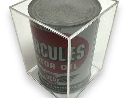 Custom Made Clear Acrylic Display Case For Old Oil Cans