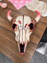 Hand carved and painted skull