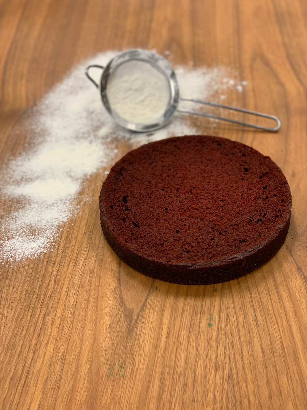 Moist and dense red velvet cake