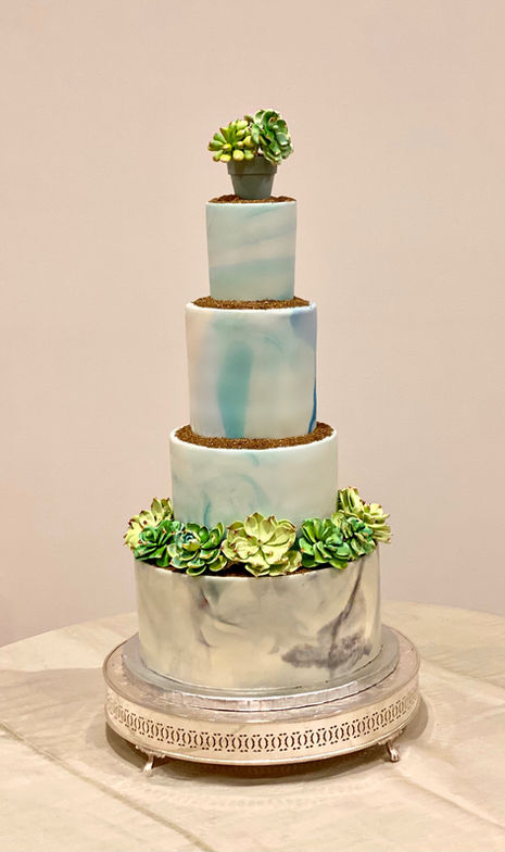 Marbled sugar paste, hand made succulents