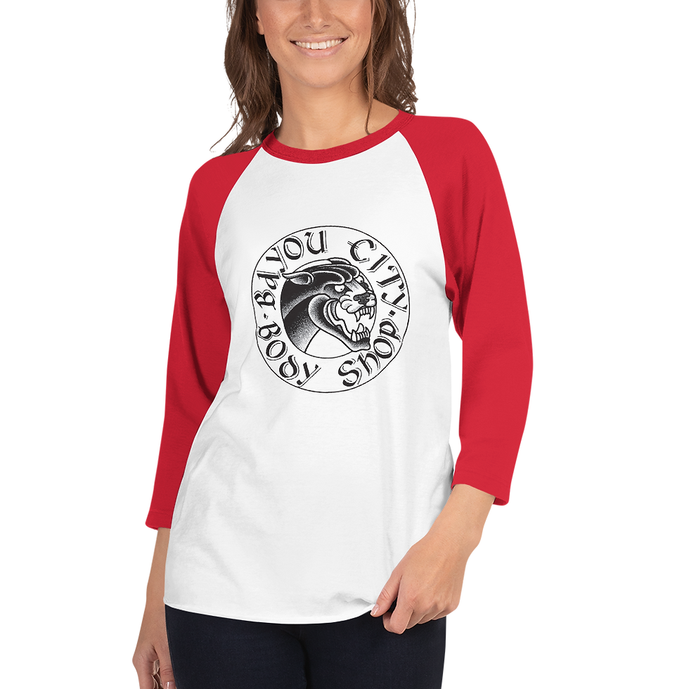Thumbnail: "Ludvic" Panther 3/4 sleeve Baseball Tee (Unisex)- Red+White/Black