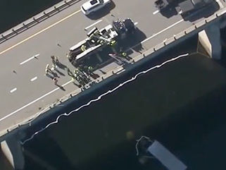 View of the scene showcasing placement of rotator and box truck