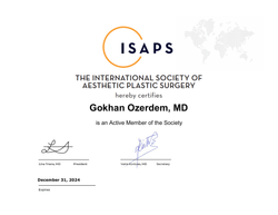 Op Dr Gökhan Özerdem ISAPS Üyeliği