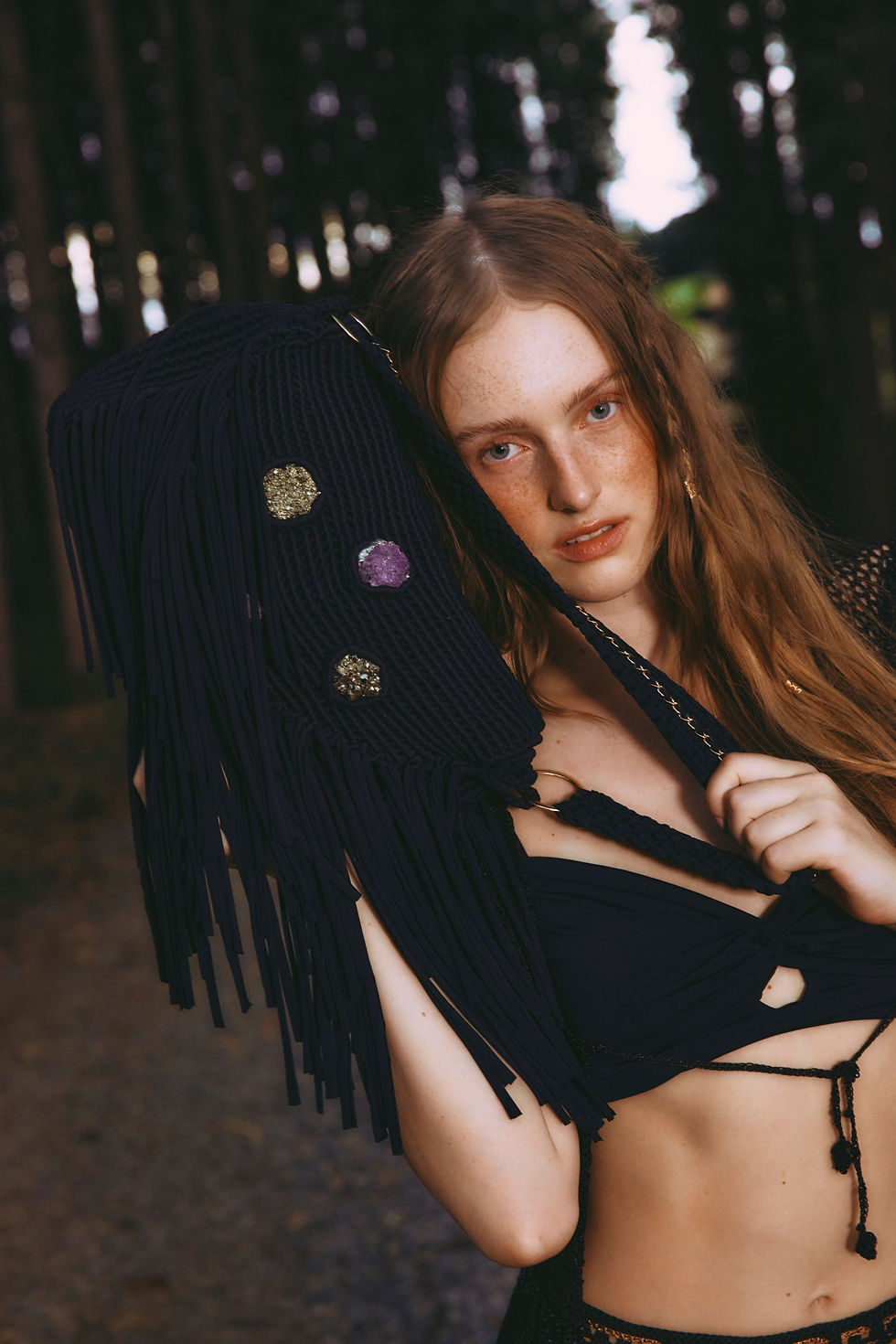 Bolsa 4 Cristais Macramê